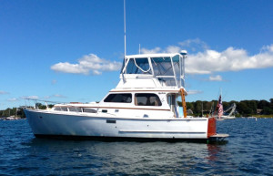 David Bond’s 1957 Egg Harbor yacht, the Blues Breaker, which he has restored.