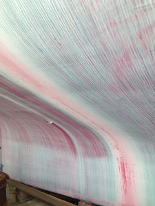 “The hull of a 50-foot fiberglass sailboat in my harbor. The effect of sitting in a fresh-water mooring, unmoved, for 18 years.”